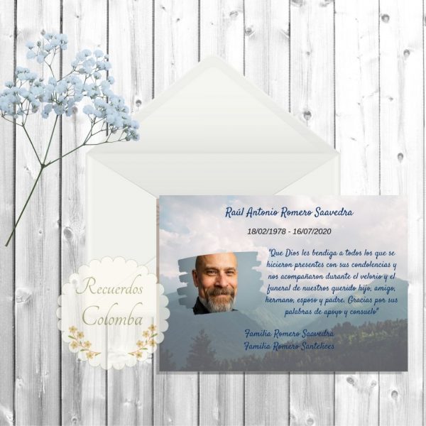 Tarjeta agradecimientos condolencias física o digital 09