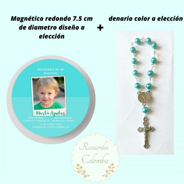 Magnético redondo + denario Bautizo 04 (12 unidades)